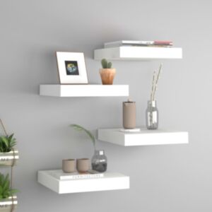 Pood24 seinariiulid, 4 tk, valge, 23 x 23,5 x 3,8 cm MDF