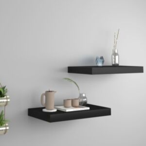 Pood24 seinariiulid, 2 tk, must, 40 x 23 x 3,8 cm MDF