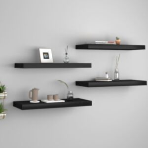 POOD24 настенные полки, 4 шт., Черные, МДФ 60 x 23,5 x 3,8 см