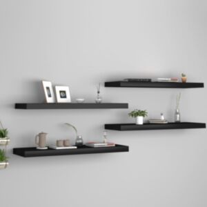 POOD24 настенные полки, 4 шт., Черные, 80 x 23,5 x 3,8 см МДФ