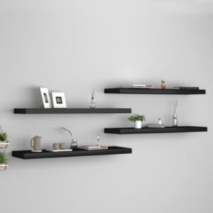 POOD24 настенные полки, 4 шт., Черные, 90 x 23,5 x 3,8 см МДФ