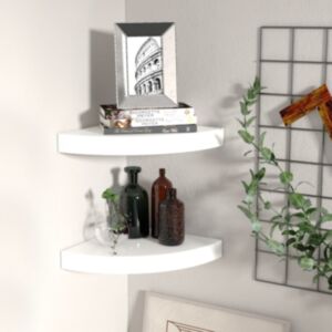 Pood24 nurgariiulid, 2 tk, kõrgläikega, valge, 25 x 25 x 3,8 cm MDF