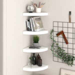 Pood24 nurgariiulid, 4 tk, kõrgläikega, valge, 25 x 25 x 3,8 cm MDF