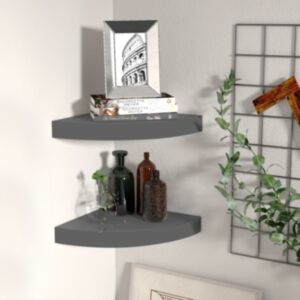Pood24 nurgariiulid, 2 tk, kõrgläikega, hall, 25 x 25 x 3,8 cm MDF