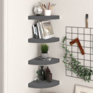 Pood24 nurgariiulid, 4 tk, kõrgläikega, hall, 25 x 25 x 3,8 cm MDF