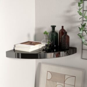 POOD24 Угловая полка, глянцевый черный, МДФ 35 x 35 x 3,8 см