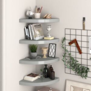 POOD24 угловые полки, 4 шт., Серые, 35 x 35 x 3,8 см МДФ