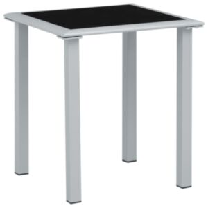 310541 Pood24 Garden Table Black and Silver 41x41x45 cm Steel and Glass