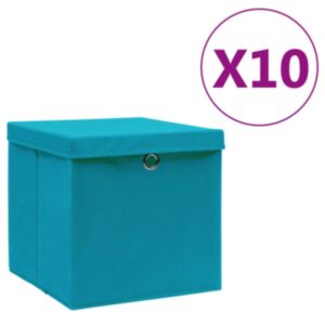Pood24 hoiukastid kaanega 10 tk, 28 x 28 x 28 cm, helesinine