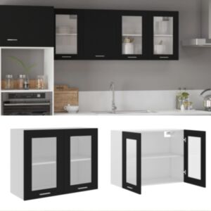 Pood24 klaasustega seinakapp, must, 80 x 31 x 60 cm, puitlaastplaat