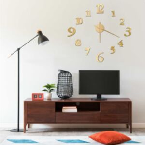 325151 Pood24 3D Wall Clock Modern Design Gold 100 cm XXL