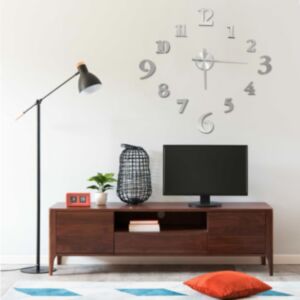 325152 Pood24 3D Wall Clock Modern Design Silver 100 cm XXL