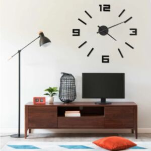 325156 Pood24 3D Wall Clock Modern Design Black 100 cm XXL