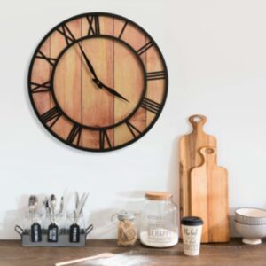 325172 Pood24 Wall Clock 39 cm Brown and Black MDF and Iron