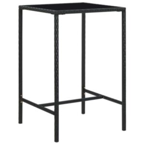 Садовый барный стол POOD24, черный, 70 x 70 x 110 см, полированный ротанг и стекло