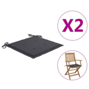 POOD24 подушки для садовых стульев 2 шт. Серый антрацит 40x40x4 см, ткань