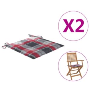 Подушки для садовых стульев POOD24, 2 шт., В красную клетку, 40 x 40 x 4 см, ткань