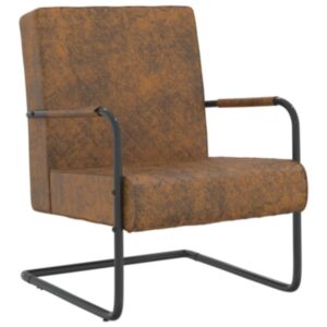 325734 Pood24 Cantilever Chair Brown Fabric