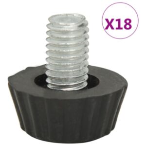 315594 Pood24 Adjustable Furniture Feet M8 18 pcs Black