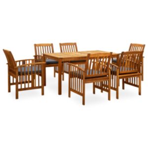 3058089 Pood24 7 Piece Garden Dining Set with Cushions Solid Acacia Wood (45962+2x312131)