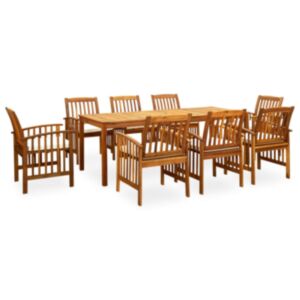 3058091 Pood24 9 Piece Garden Dining Set with Cushions Solid Acacia Wood (45963+312128+2x312129)
