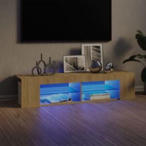 POOD24 тумба под ТВ со светодиодной подсветкой, дуб Сонома, 135x39x30 см