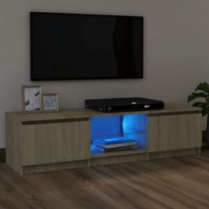 POOD24 тумба под телевизор со светодиодной подсветкой, дуб сонома, 120 x 30 x 35,5 см