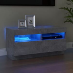 POOD24 тумба под ТВ со светодиодной подсветкой, серый бетон, 80 x 35 x 40 см