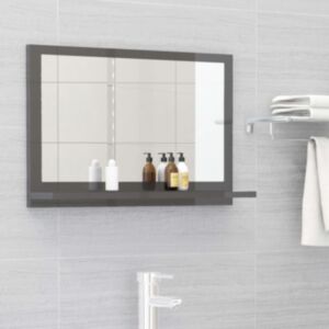 Pood24 vannitoa peeglikapp kõrgläikega hall 60 x 10,5 x 37 cm puitlaastplaat