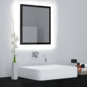 Pood24 LED vannitoa peeglikapp, kõrgläikega must, 40 x 8,5 x 37 cm, puitlaastplaat