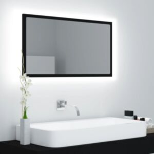 Pood24 LED vannitoa peeglikapp, must, 80 x 8,5 x 37 cm, puitlaastplaat