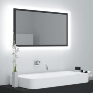 Pood24 LED vannitoa peeglikapp, hall, 80 x 8,5 x 37 cm, puitlaastplaat