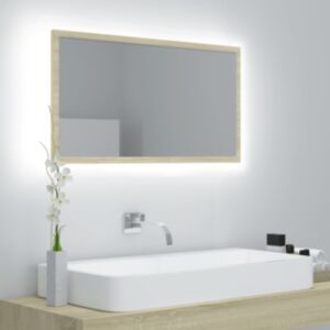 Pood24 LED vannitoa peeglikapp, Sonoma tamm, 80 x 8,5 x 37 cm, puitlaastplaat