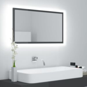 Pood24 LED vannitoa peeglikapp, kõrgläikega hall, 80 x 8,5 x 37 cm, puitlaastplaat