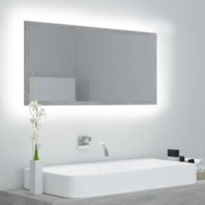 Pood24 LED vannitoa peeglikapp, betoonhall, 90 x 8,5 x 37 cm, puitlaastplaat
