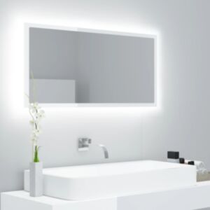 Pood24 LED vannitoa peeglikapp, kõrgläikega valge, 90x8,5x37cm, akrüül