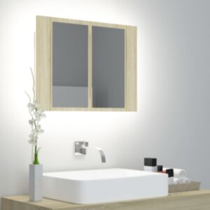 POOD24 LED зеркальный шкафчик Sonoma дуб 60 x 12 x 45 см