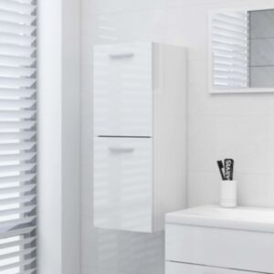 Pood24 vannitoakapp, kõrgläikega valge, 30 x 30 x 80 cm, puitlaastplaat