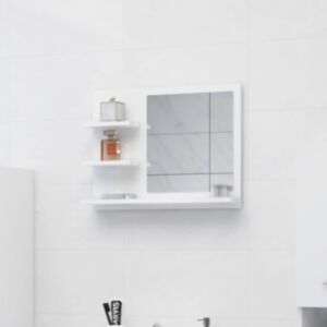 Pood24 vannitoa peeglikapp, kõrgläikega valge, 60 x 10,5 x 45 cm, puitlaastplaat