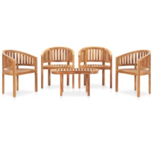 Pood24 5-osaline banaanikujuline aiamööblikomplekt, tiikpuu