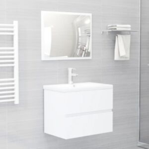 Pood24 2-osaline vannitoamööbli komplekt, valge, puitlaastplaat