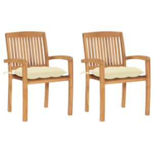 Pood24 aiatoolid, 2 tk, kreemjasvalgete istmepatjadega, tiikpuu