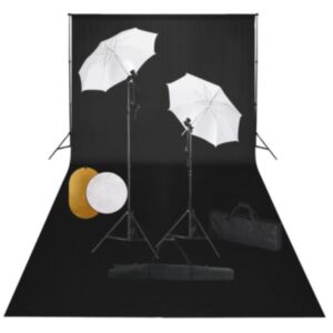 Pood24 fotostuudiokomplekt lambid, vihmavari, taustapilt ja reflektor
