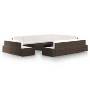 Pood24 12-osaline aiamööbli komplekt patjadega, pruun, polürotang