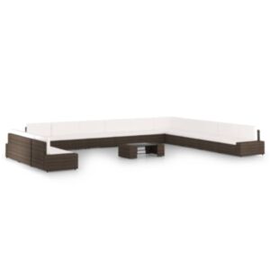 Pood24 14-osaline aiamööbli komplekt patjadega, pruun, polürotang