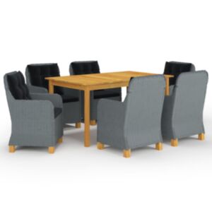 Pood24 7-osaline aiamööbli söögikomplekt, helehall