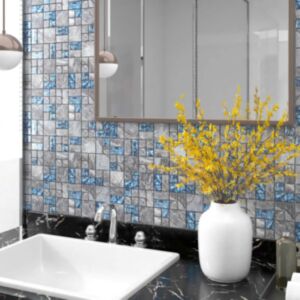Pood24 isekinnituvad mosaiikplaadid 22 tk hall sinine 30 x 30 cm klaas