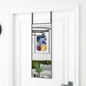 Pood24 uksepeegel, must, 30 x 80 cm, klaas ja alumiinium