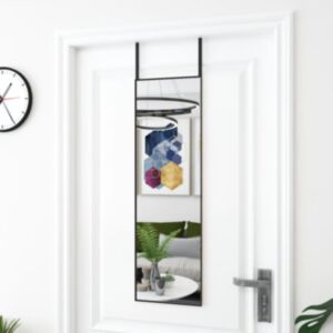 Pood24 uksepeegel, must, 30 x 100 cm, klaas ja alumiinium