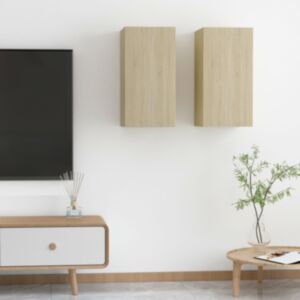 POOD24 Тумба под ТВ 2 шт, дуб Сонома, ДСП 30,5 x 30 x 60 см